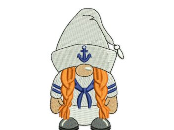 Navy Girl Gnome Embroidery Design