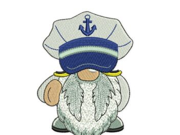 Navy Gnome Embroidery Design