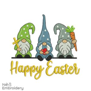 Happy Easter Gnomes Embroidery Design