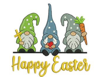 Happy Easter Gnomes Embroidery Design
