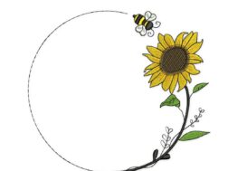 Wreath Sunflower Embroidery Design
