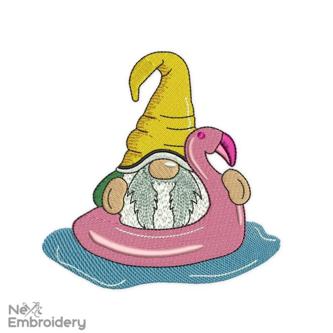 Beach Gnome Embroidery Design