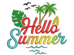 Hello Summer Embroidery Design