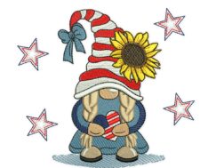 USA Girl Gnome Embroidery Designs