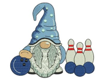 Bowling Gnome Embroidery Design