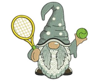 Tennis Gnome Embroidery Design