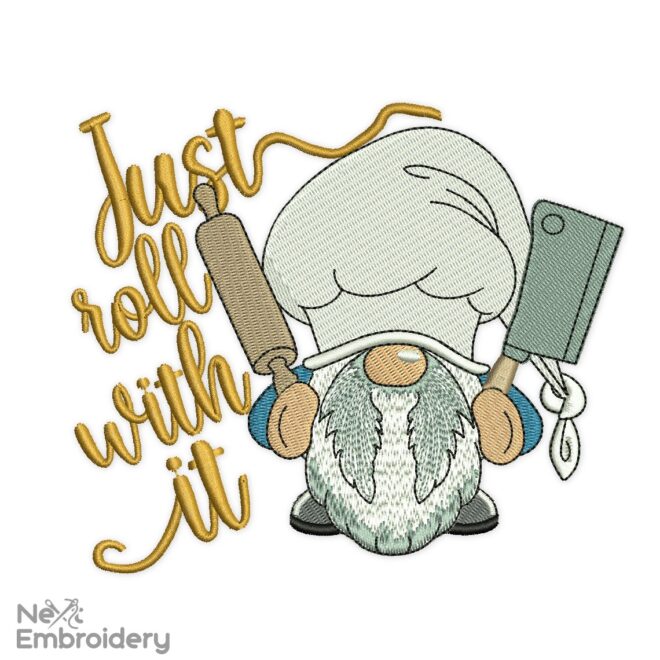 Just Roll with it Gnome Embroidery Design