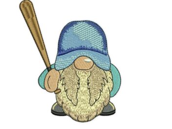 Baseball Gnome Embroidery Design