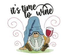 Time to Wine Gnome Embroidery Design