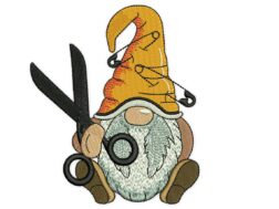 Gnome with Scissors Embroidery Design