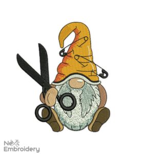 Gnome with Scissors Embroidery Design