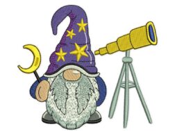 Telescope Gnome Embroidery Design