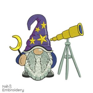 Telescope Gnome Embroidery Design