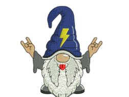 Rock Music Gnome Embroidery Design