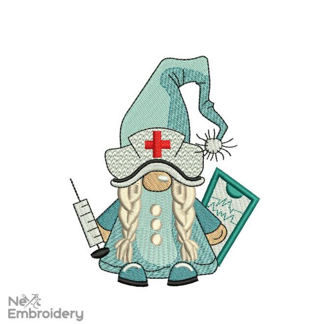 Nurse Gnome Embroidery Design