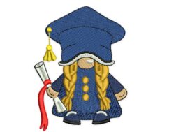 Graduation Girl Gnome Embroidery Design