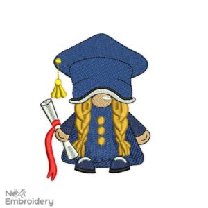 Graduation Girl Gnome Embroidery Design