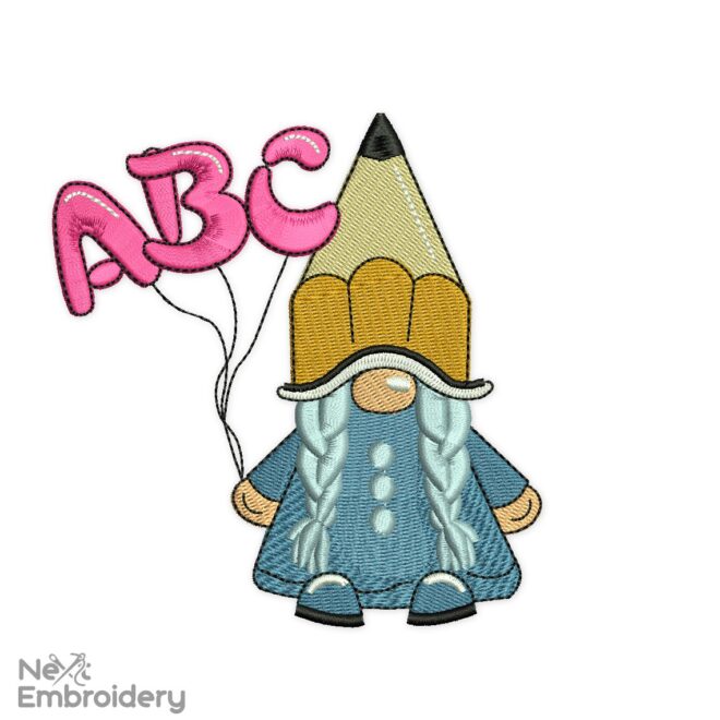 Teacher Girl Gnome Embroidery design