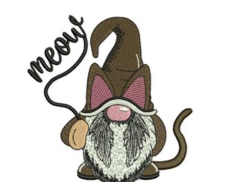 Cat Gnome Embroidery Design