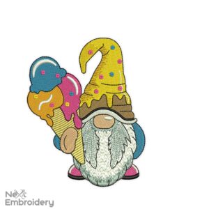 Icecream Gnome Embroidery Design
