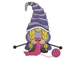 Knitting Girl Gnome Embroidery Design