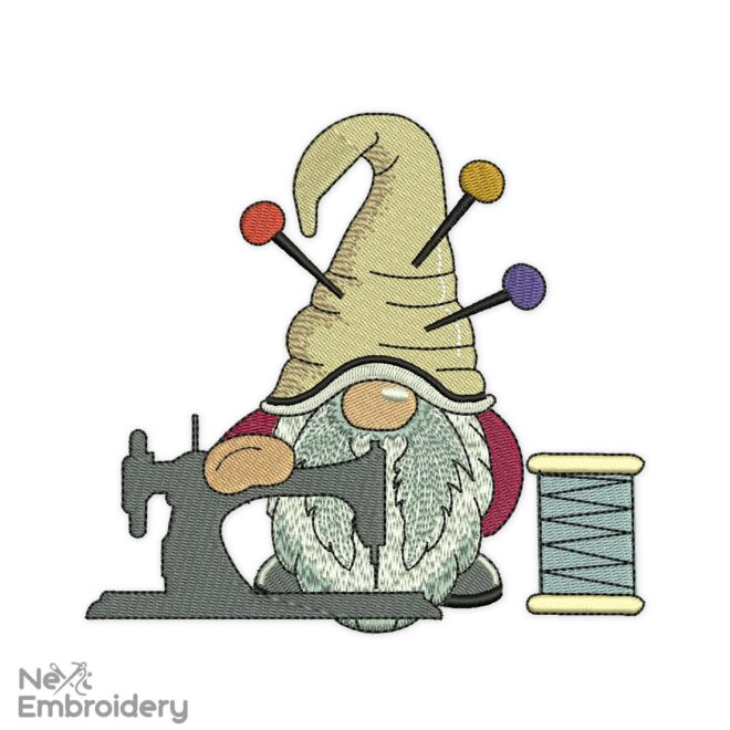 Sewing Gnome Embroidery Design