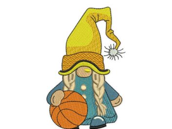 Basketball Girl Gnome Embroidery Design