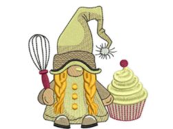 Cupcake Gnome Embroidery Design