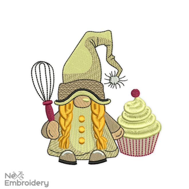 Cupcake Gnome Embroidery Design