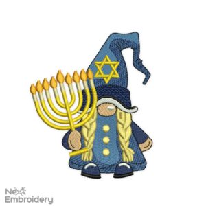 Hanukkah Girl Gnome Embroidery Design