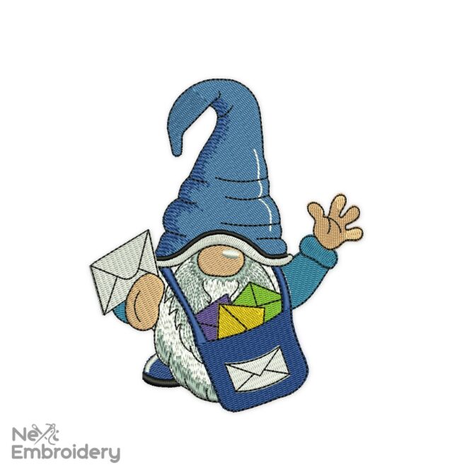 Post Office Gnome Embroidery Design