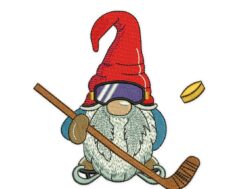 Hockey Gnome Embroidery Design