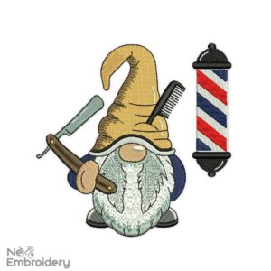 Barber Gnome Embroidery Design