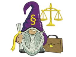 Lawyer Gnome, Scales Of Justice Embroidery Design