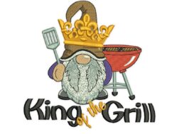 King of the Grill Gnome Embroidery Design