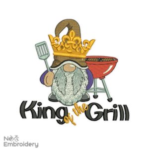 King of the Grill Gnome Embroidery Design