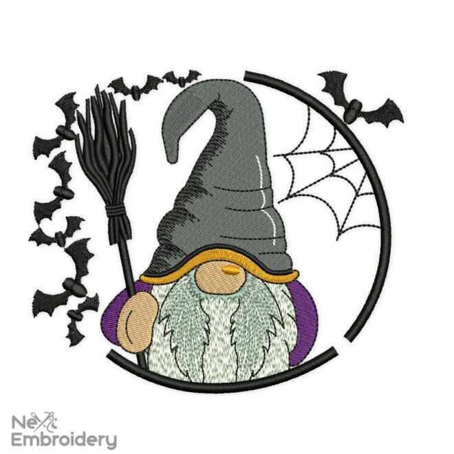 Halloween Wreath Gnome Embroidery Design