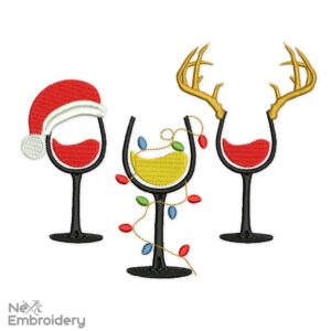 Wine Christmas embroidery design