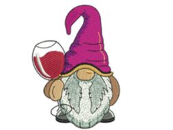 Wine Gnome Embroidery Design