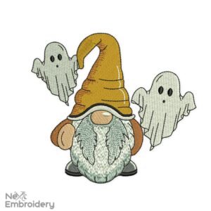 Gnome with Ghost embroidery designs
