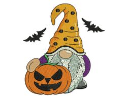 Gnome with Pumpkin Embroidery Design