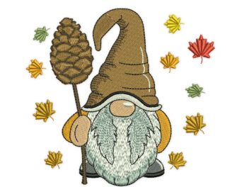 Fall Gnome with Acorns Embroidery Design