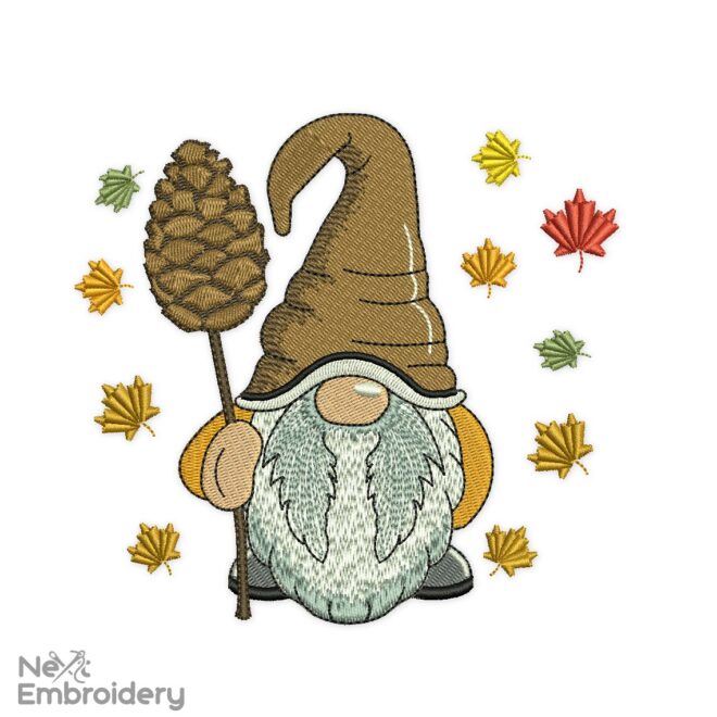 Fall Gnome with Acorns Embroidery Design
