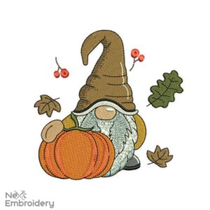 Fall Pumpkin Gnome Embroidery Design