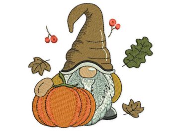 Fall Pumpkin Gnome Embroidery Design