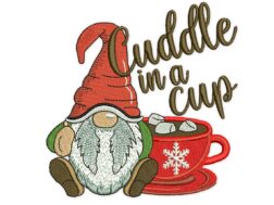 Cuddle in a Cup Gnome Embroidery Design