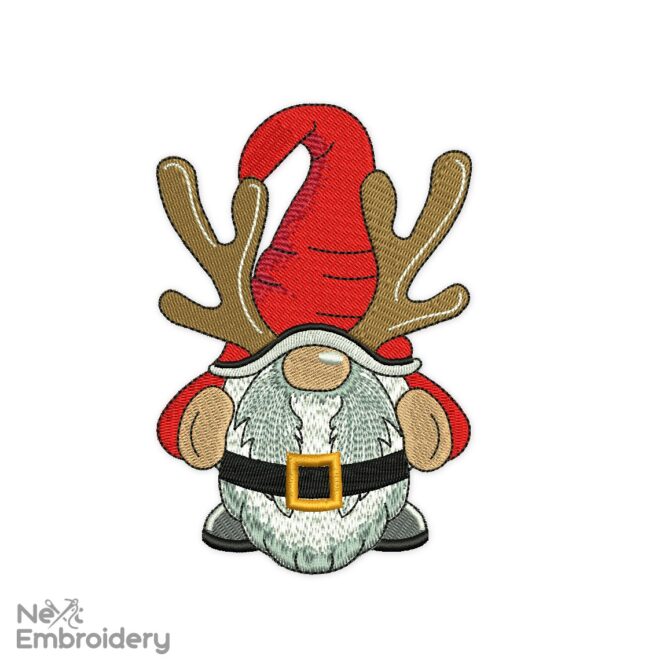 Christmas Deer Gnome Embroidery Design