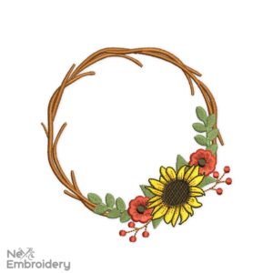 Wreath Fall Embroidery Design