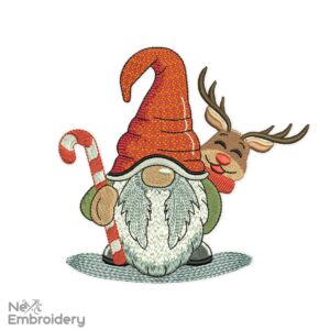 Gnome with Deer Embroidery Design