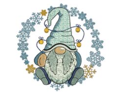 Gnome with Snowflakes Embroidery Design